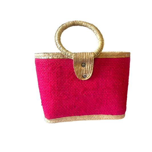 Palm Leaf Pink Bag Large