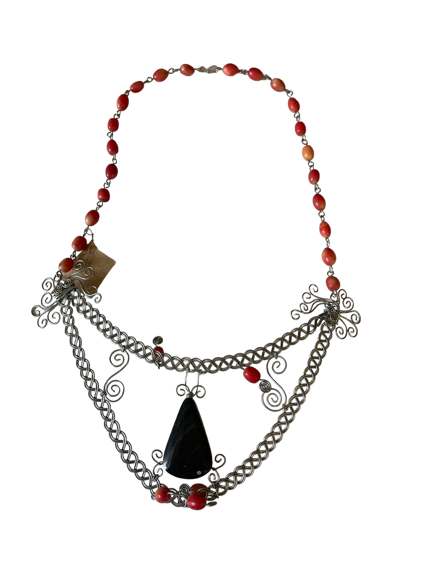 Stainless Steel Necklace - Manto Huichol Red